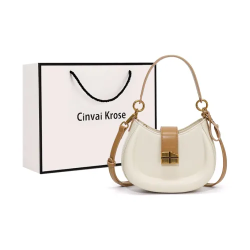 Simvay Clos PU Saddle Bag Shoulder Bag Crossbody Bag Handbag Small Size Women's Ecru/Brown/Black