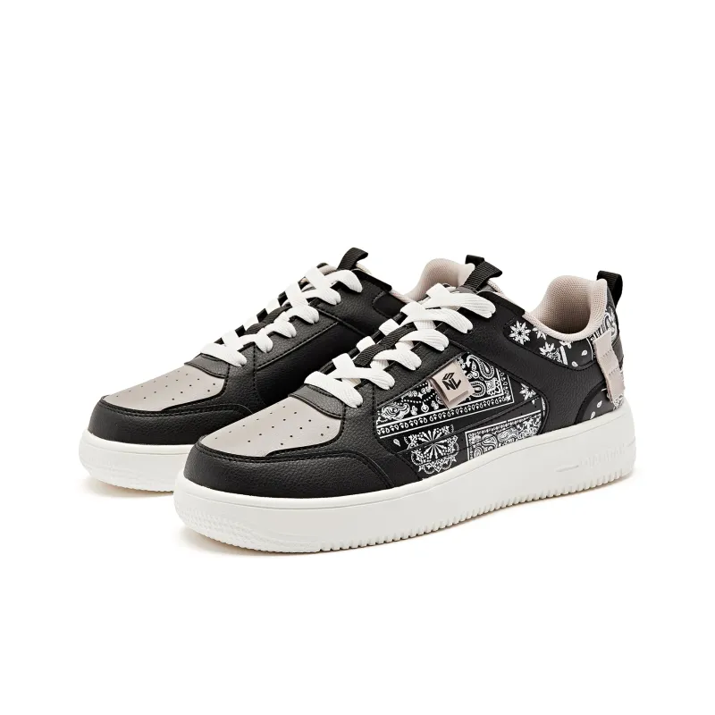 QIAODAN Coverage Slip-Resistant Balance Low-Top Skateboard Shoes Men's Black Smoke Mist-5