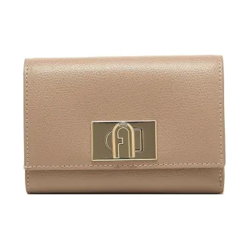 Furla 1927 Collection Leather Card Holder Wallet Small Size Women's Taupe
