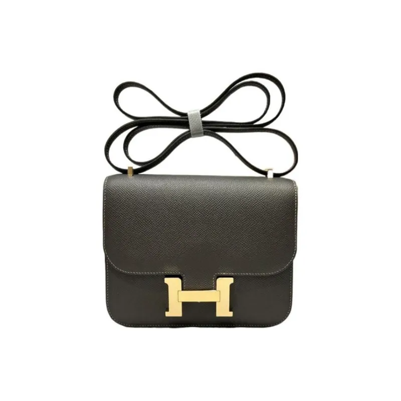 HERMES Constance Epsom Leather Shoulder Bag, Crossbody Bag Mini Women's 88 Graphite Gray-2