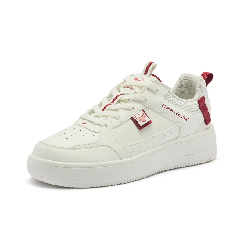 QIAODAN Skateboard Shoes Men Low Top Ivory Iron Red-1