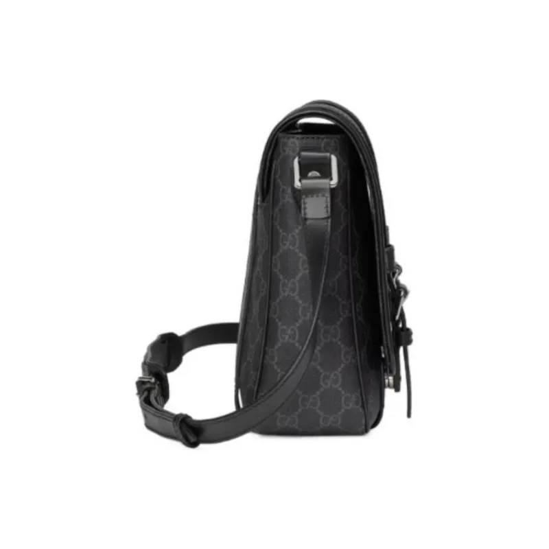 GUCCI Canvas With Leather Binding Canvas Bag, Messenger Bag, Shoulder Bag, Crossbody Bag Regular Men's Black-2