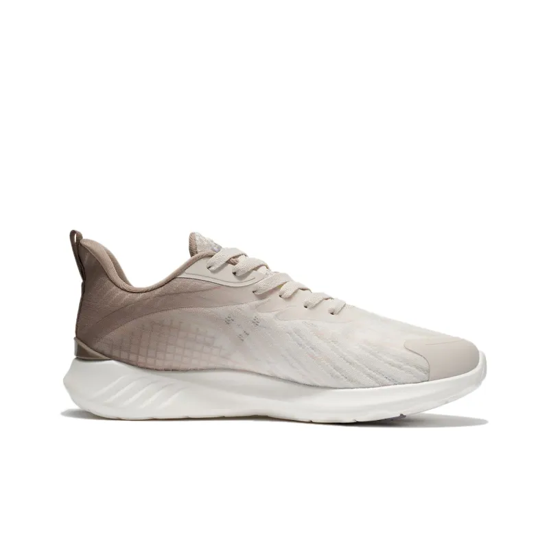 LiNing Qingyi Cushioning Abrasion Resistant Breathable Low Top Running Shoes Men's White Umber-1