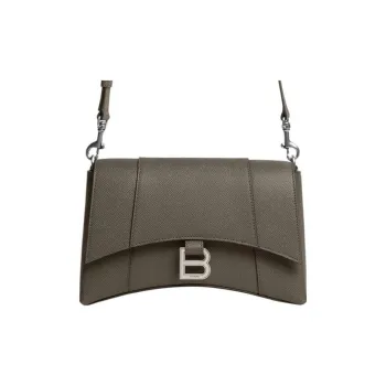 Balenciaga Downtown Soft Textured Calfskin Shoulder Bag Crossbody Bag Extra Small Men's Dark Green