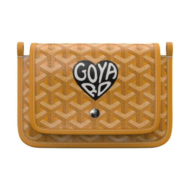GOYARD Plumet Canvas With Leather Envelope Bag Crossbody Bag Shoulder Bag Unisex Yellow/Black Small Heart-0