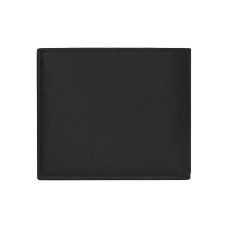 SAINT LAURENT Monogram Grained Embossed Leather Wallet Men's Black-2
