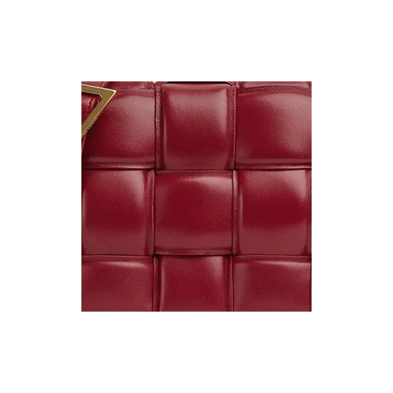 Bottega Veneta Padded Intreccio Cassette Crossbody Bag Dark Red-4