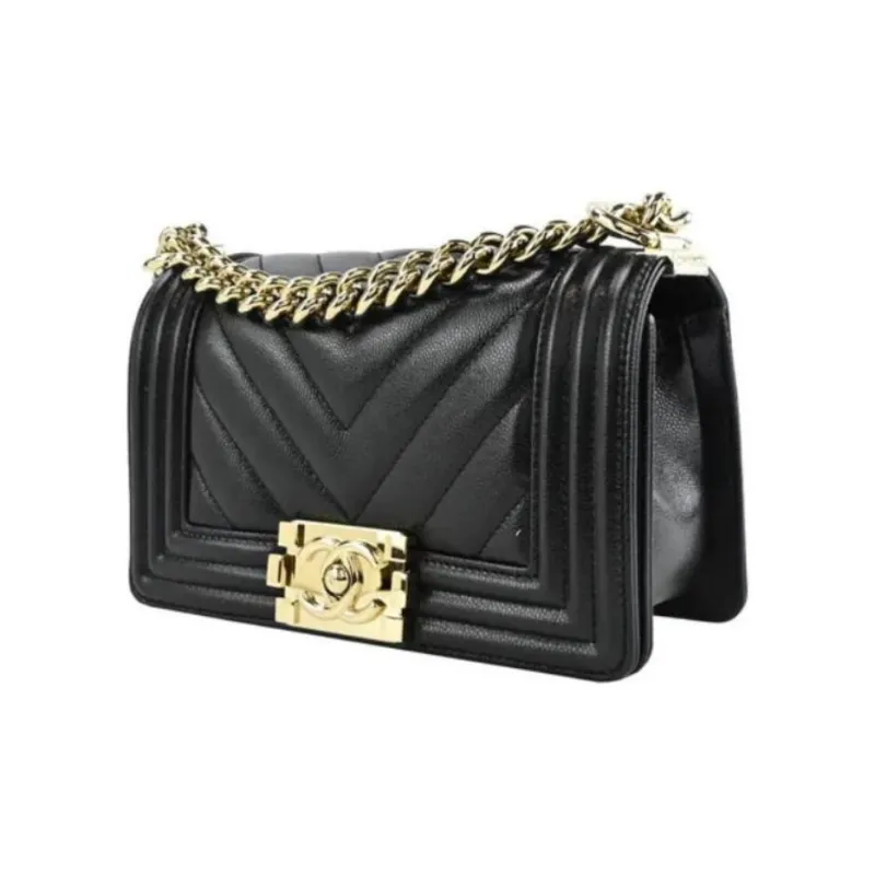 CHANEL Leboy Grain Embossed Calfskin Portable Crossbody Bag, Shoulder Bag Trumpets Women's Black-2