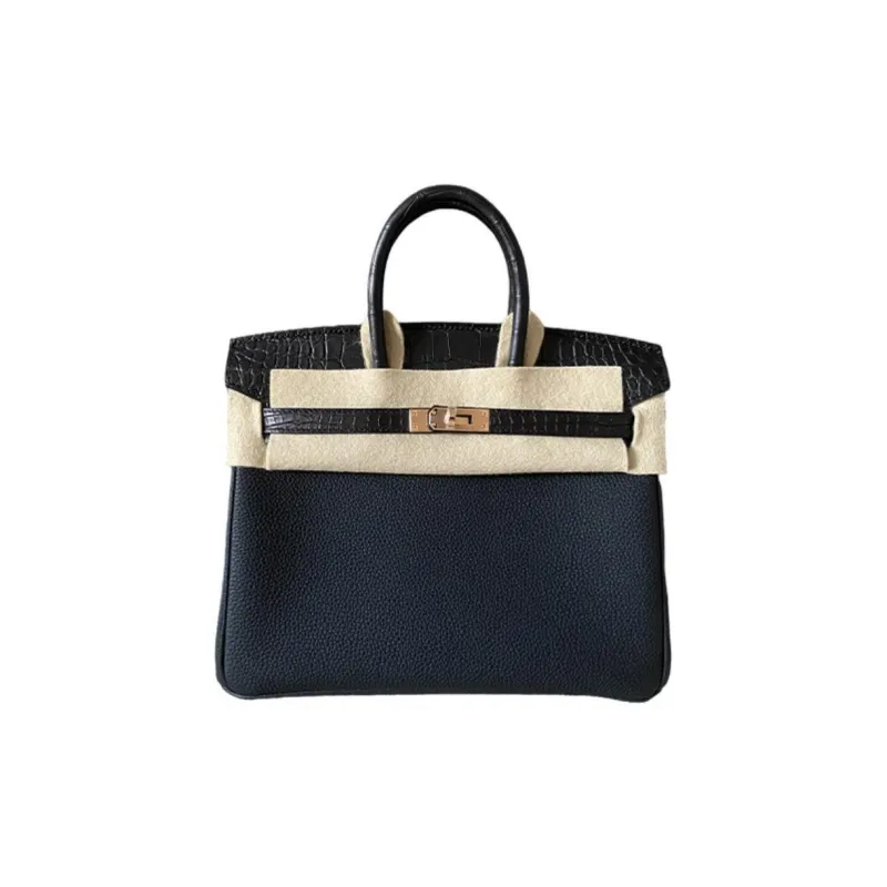 HERMES Birkin Touch Matte Finish Crocodile And Togo Calfskin Birkin Bag Handbags Women's Black-0