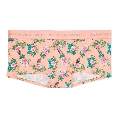 Victoria's Secret PINK COTTON Logo Cotton Lace-Waist Boyshort Panty/P P T L Underpants Women's 1 Pack Orange