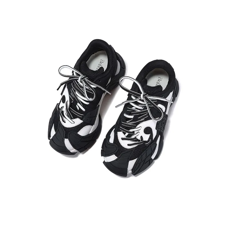 BELLALILY Anti Slip And Wear Resistant Height Increasing Low Top Chunky Sneakers Women's-11