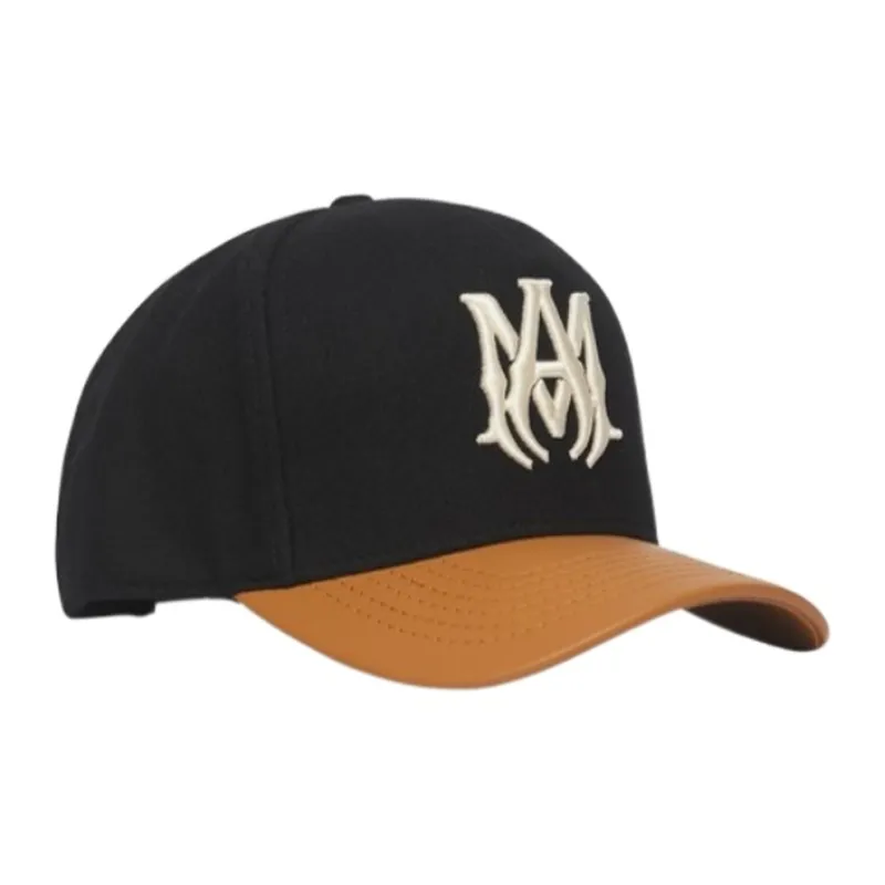 AMIRI Wool Cow Leather Baseball Caps Men's Black-2