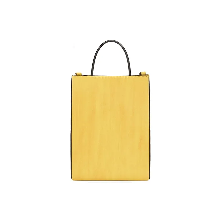 FENDI Calfskin Tote Bag Shopping Bag Shoulder Bag Handbag Small Size Men's Yellow-2