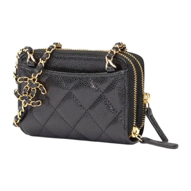 CHANEL 21B Fall Grain Embossed Calfskin Shoulder Bag, Crossbody Bag Women's Black-1