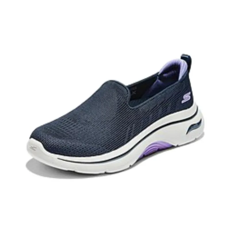 Skechers Cushioned Wear Resistant Coverage Support Lightweight Low Top Casual Shoes Women's Black White Purple-2
