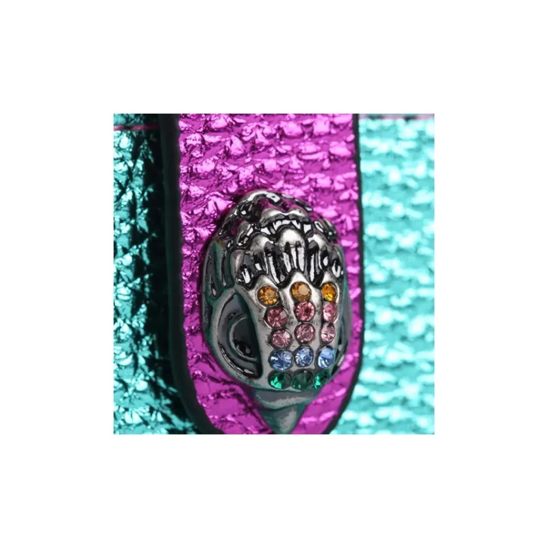 Kurt Geiger London Pebbled Cow Leather Card Holder Women's Blue & Multicolor-3