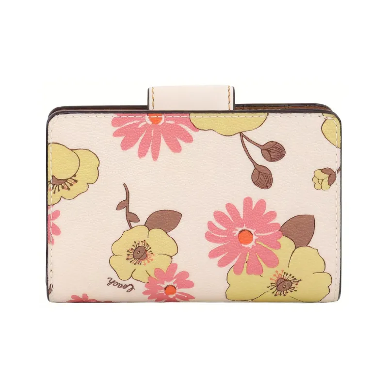 COACH Corner Zip Cow Leather Clutch Wallet Women's Ivory White-1