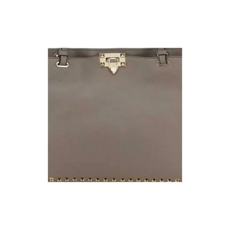 Valentino Rockstud Calfskin Handbag Medium Size Women's Gray-2