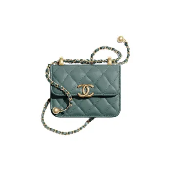 CHANEL WOC Calfskin With Metal Wealth Bag Coin Purses Shoulder Bag Crossbody Bag Small Size Women's Green