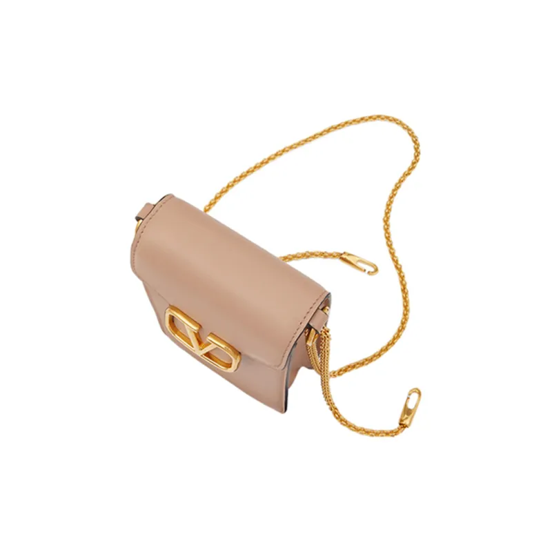 Valentino Locò Calfskin One Shoulder Crossbody Cell Phone Pouch Mini Women's Cinnamon Pink-4