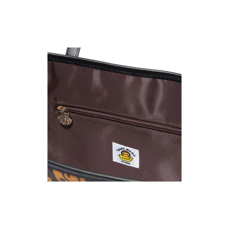 Aape PU Leather Tote Bag Shopping Bag Handbag Shoulder Bag Regular Unisex Brown-1