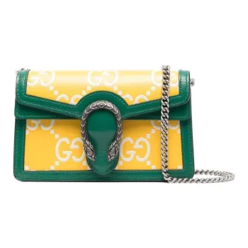 GUCCI Dionysus Leather Shoulder Bag Crossbody Bag Extra Mini Women's Yellow