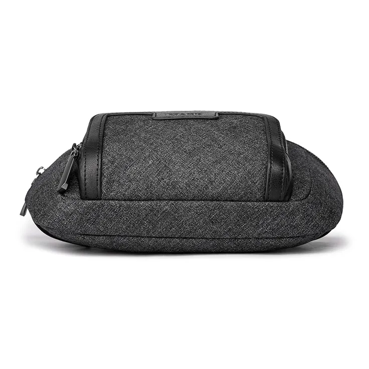 FAIRWHALE Oxford With Cow Leather Fanny Pack Regular Men's Dark Gray-4
