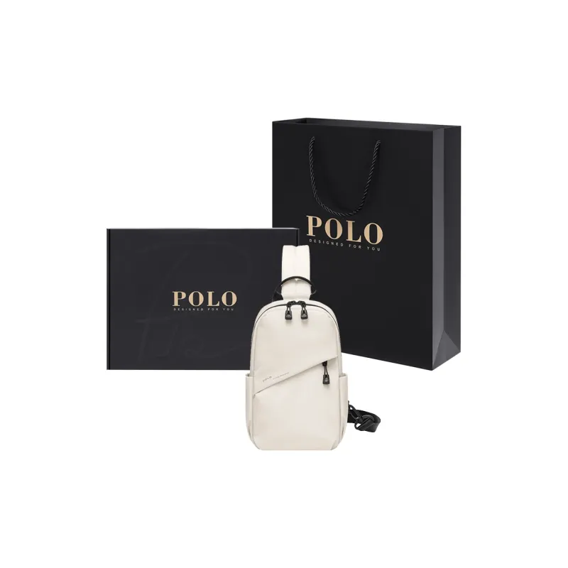 POLO Fabric Sling Bag Large Size Men's Ecru/Black-0