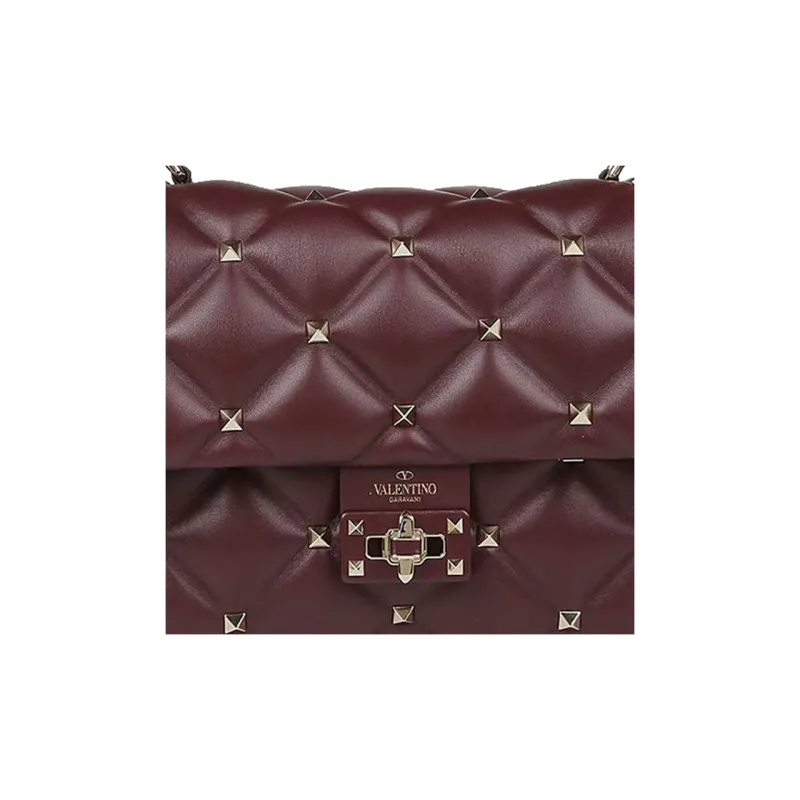 Valentino Calfskin Shoulder Bag Crossbody Bag Handbag Regular Women's Deep Red-4