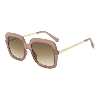 Pair Ponyo PC Square Sunglasses Unisex Transparent Dark Pink