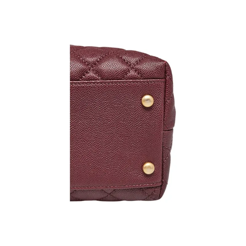 CHANEL Coco Handle Grain Cow Leather Shoulder Bag, Crossbody Bag, Handbag Trumpets Women's Red-4