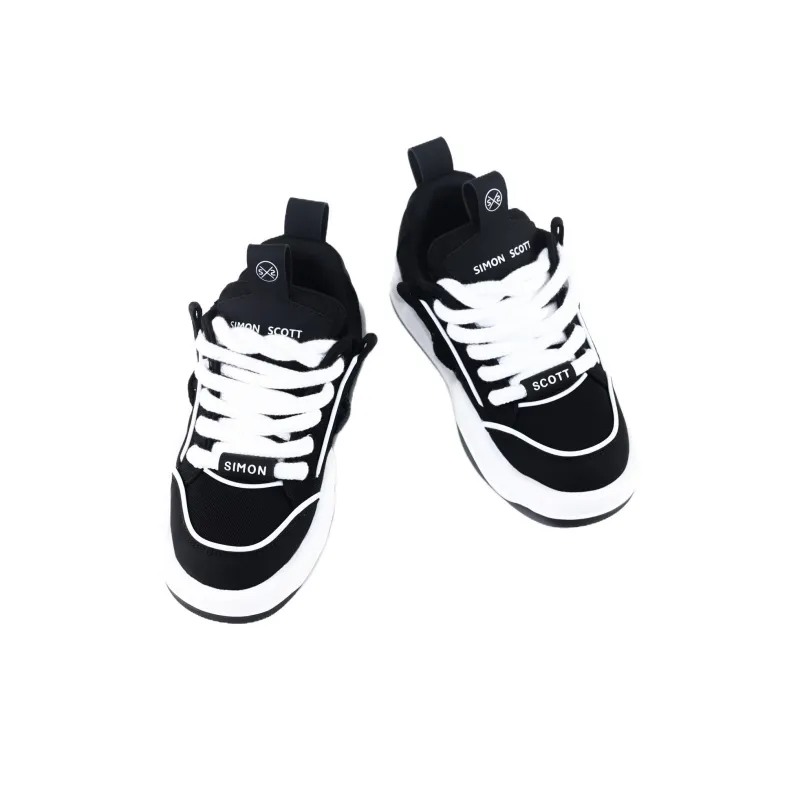 SIMON SCOTT SS Slip Resistant Breathable Lightweight Height Increasing Low Top Casual Shoes Unisex Black-2