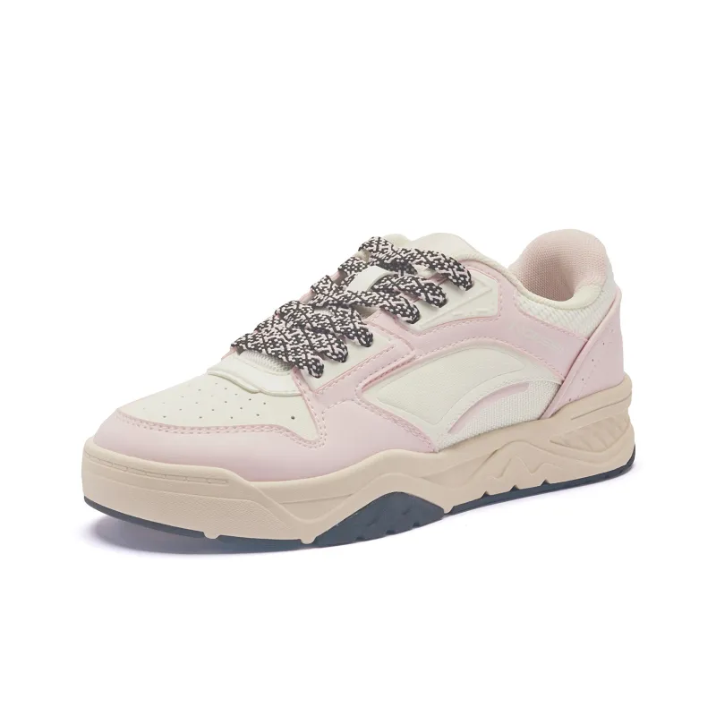 QIAODAN Sea Salt 2.0 Height Increasing Wear Resistant Slip Resistant Low Top Skateboard Shoes Women's Ivory Frost Pink-2
