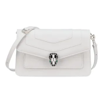 BVLGARI Serpenti Forever Cow Leather Crossbody Bag, Shoulder Bag Women's White