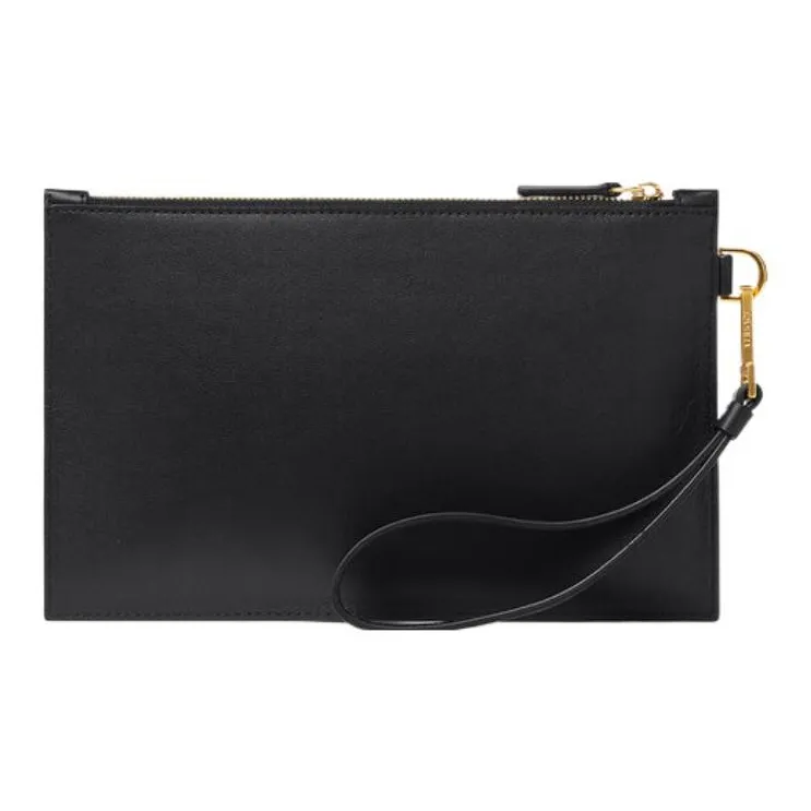 VERSACE MEDUSA BIGGIE Series Cow Leather Clutch Trumpets Men's Black & Gold-2