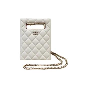 CHANEL Grain Embossed Lambskin Evening Bag, Clutch, Shoulder Bag, Crossbody Bag Women's White