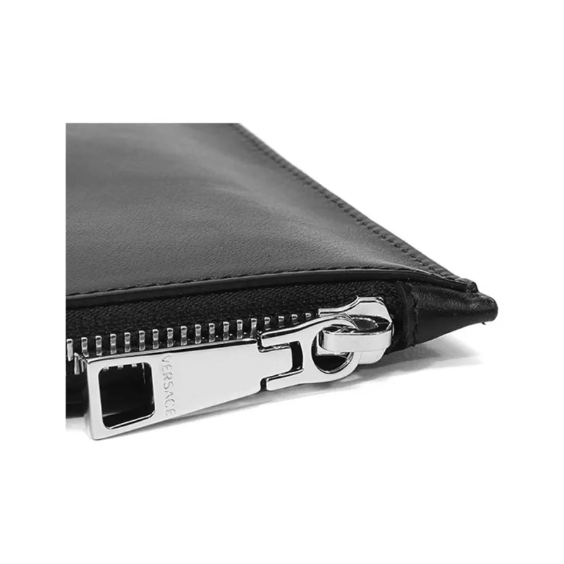 VERSACE Leather Clutch Unisex Black-5