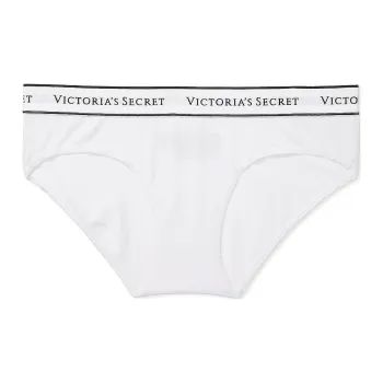 Victoria's Secret Logo Cotton Hiphugger Panty/White/Ivory Underpants Women's 1 Pack White