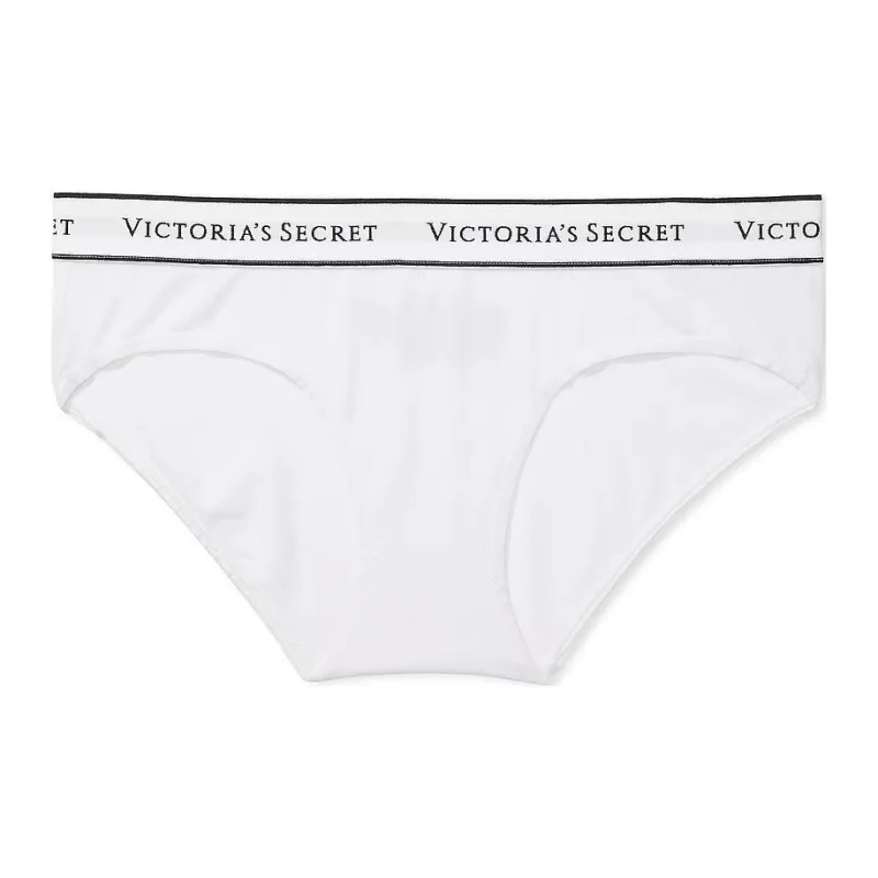 Victoria's Secret Logo Cotton Hiphugger Panty/White/Ivory Underpants Women's 1 Pack White-0
