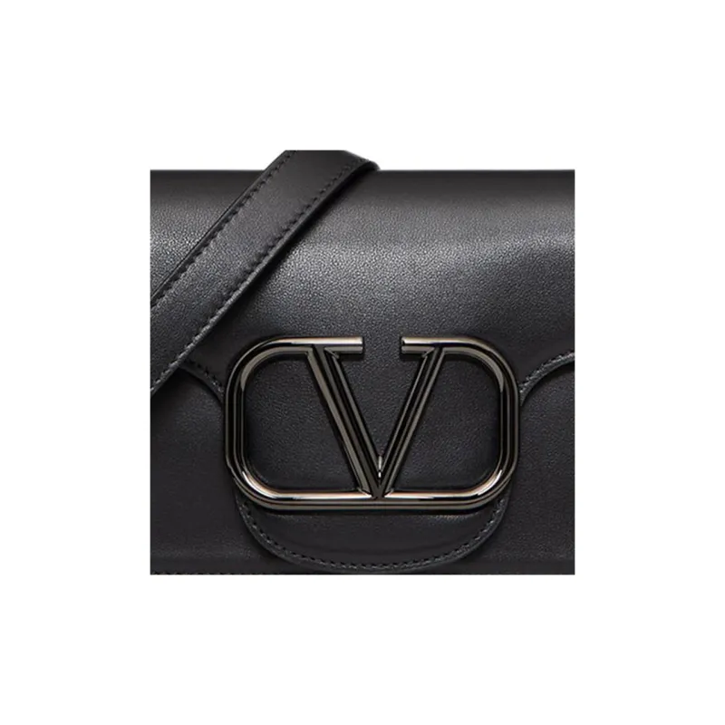 Valentino Calfskin Messenger Bag Crossbody Bag Shoulder Bag Men's Black-3