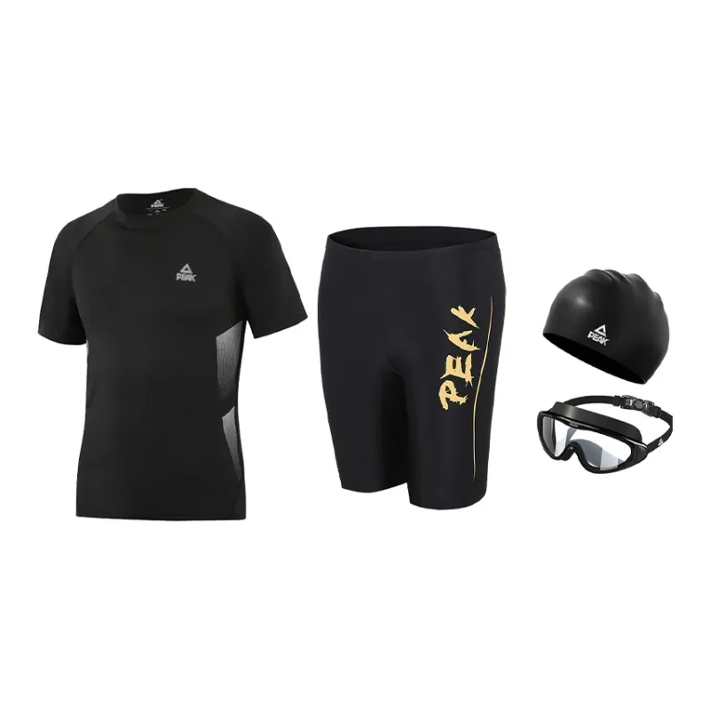 PEAK Swimming Sets Polyester Elastane Pool Men's Black Gold Black Blue-5