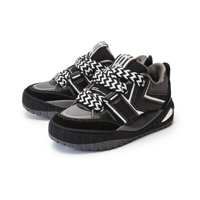 Kappa Anti Slip Wear Resistant Low Top Skateboard Shoes Unisex Black-4