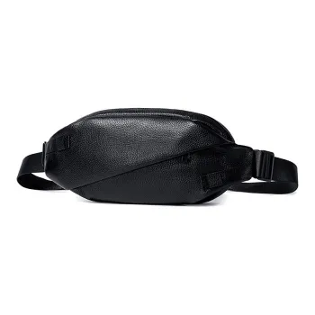 BJIAX Cow Leather Crossbody Bag One Shoulder Bag Fanny Pack Sling Bag Small Size Men's Black