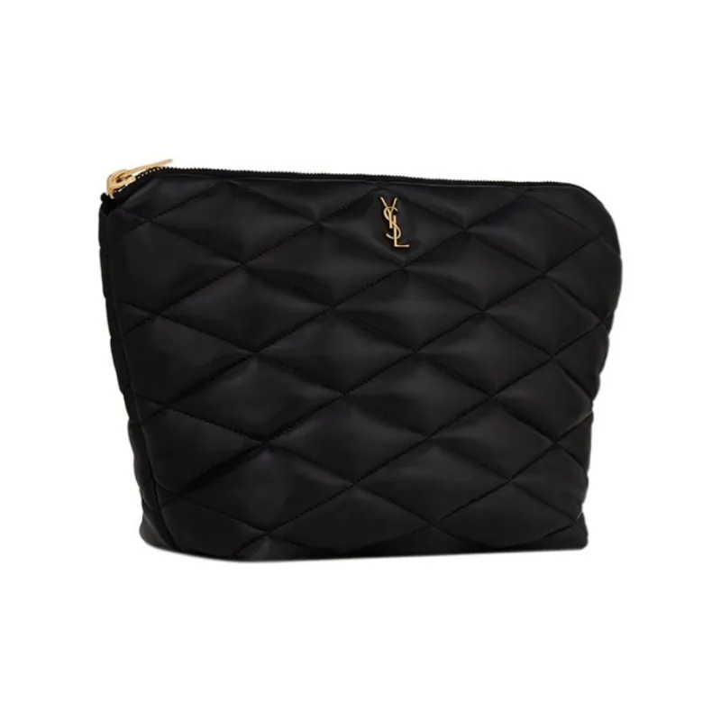SAINT LAURENT Lambskin Envelope Bag Clutches Medium Size Women's Black-1