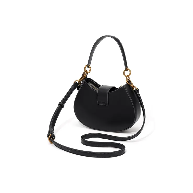 Simvay Clos PU Saddle Bag Shoulder Bag Crossbody Bag Handbag Small Size Women's Ecru/Brown/Black-20