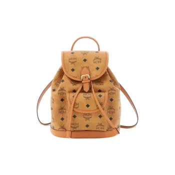 MCM Aren Canvas With Spain Calfskin Backpack Mini Unisex Brown/Cognac