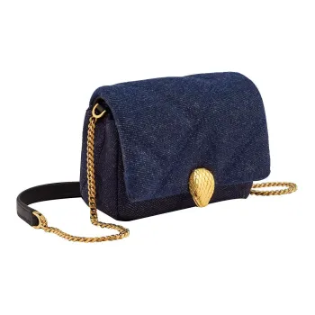 BVLGARI Serpenti Cabochon Denim Fabric Shoulder Bag Crossbody Bag Mini Women's Blue