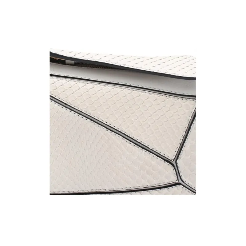 LOEWE Puzzle Snake Skin Puzzle Bag, Shoulder Bag, Crossbody Bag, Handbag Small Size Women's White-4