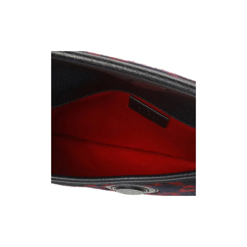 GUCCI Wool Bonded Leather Shoulder Bag Crossbody Bag Sling Bag Fanny Pack Unisex Red Blue-3