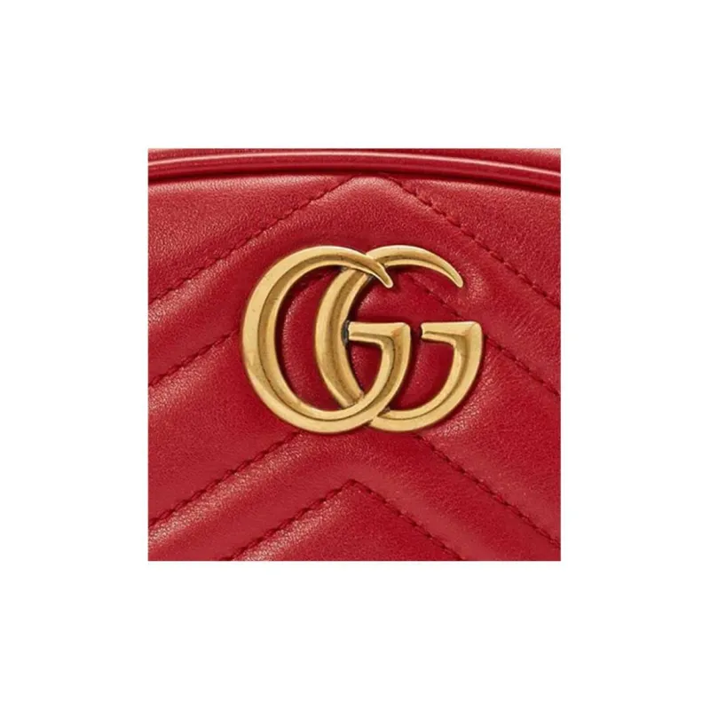 GUCCI GG Marmont Leather Sling Bag Fanny Pack Women's Red-6